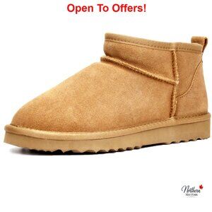 Suede Leather Snow Boots with Memory Foam and Fur Lining